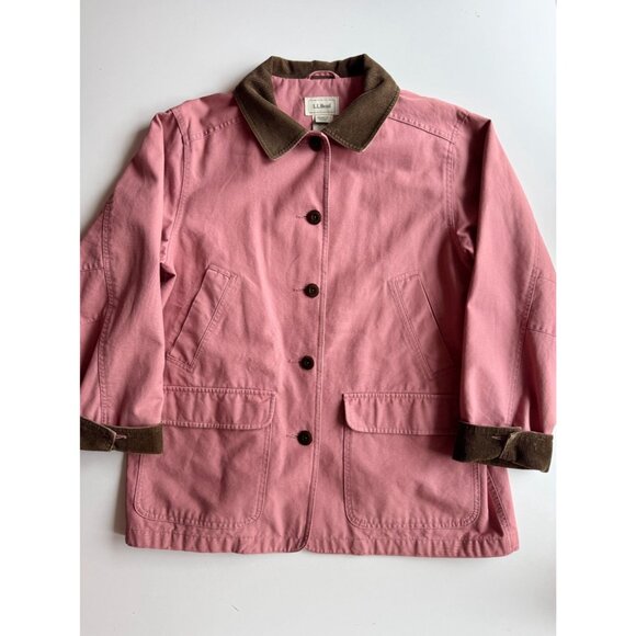 Vintage 00's LL BEAN Dusty Pink Cotton Canvas Chore Coat Barn Jacket, Size L - Picture 5 of 16
